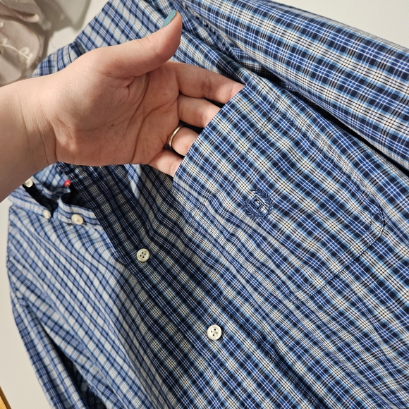 Chaps EUC Men's Blue Plaid Shirt • Size L - Picture 5 of 11